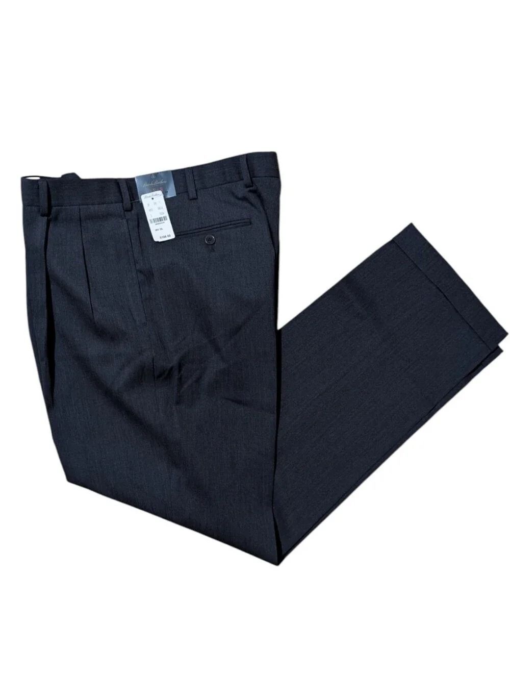 Brooks Brothers 1818 Madison 100% Wool Pleated Dress Pants 38x32 Charcoal NWT